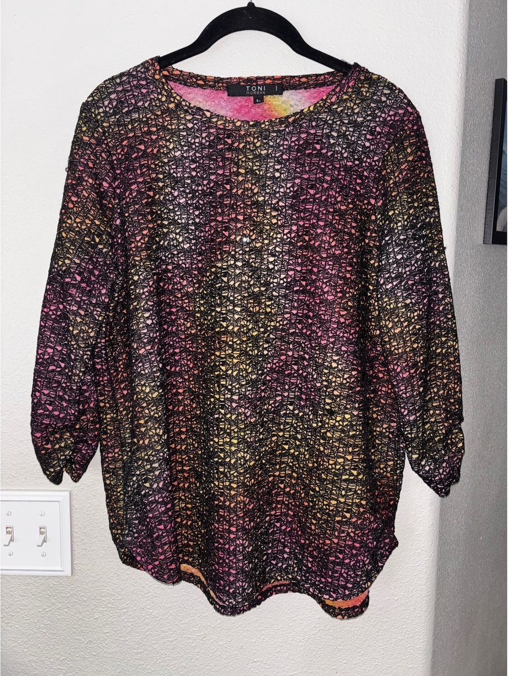 Vintage Toni Morgan Knit Mesh Top L Y2K Grunge Festival